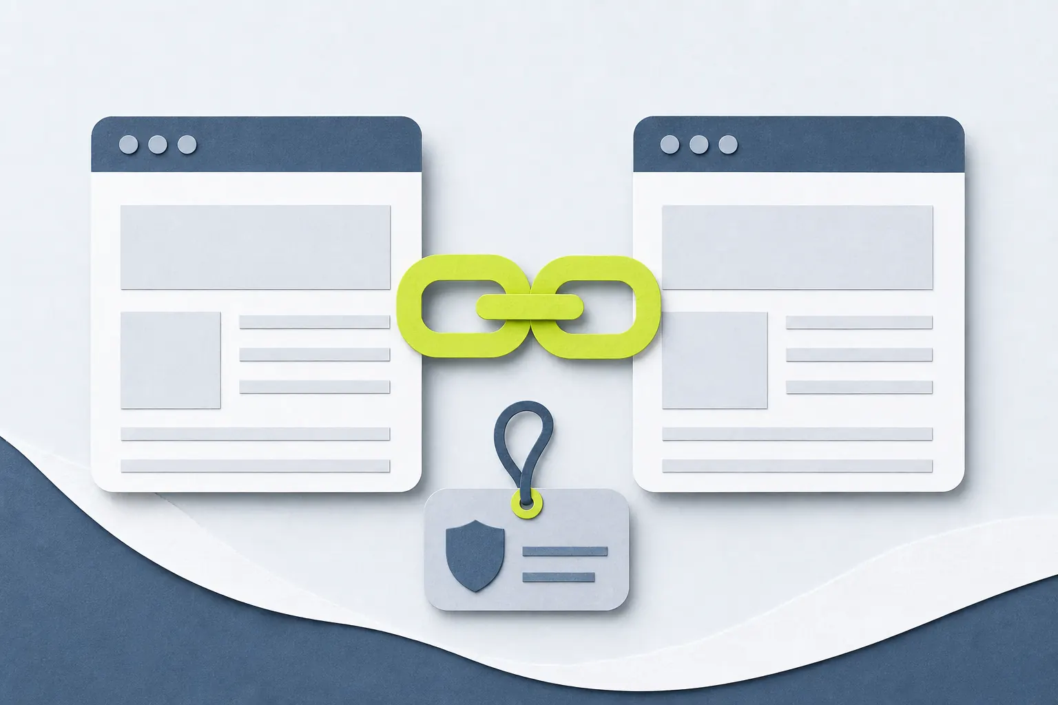 Two generic web pages connected by a disclosed link