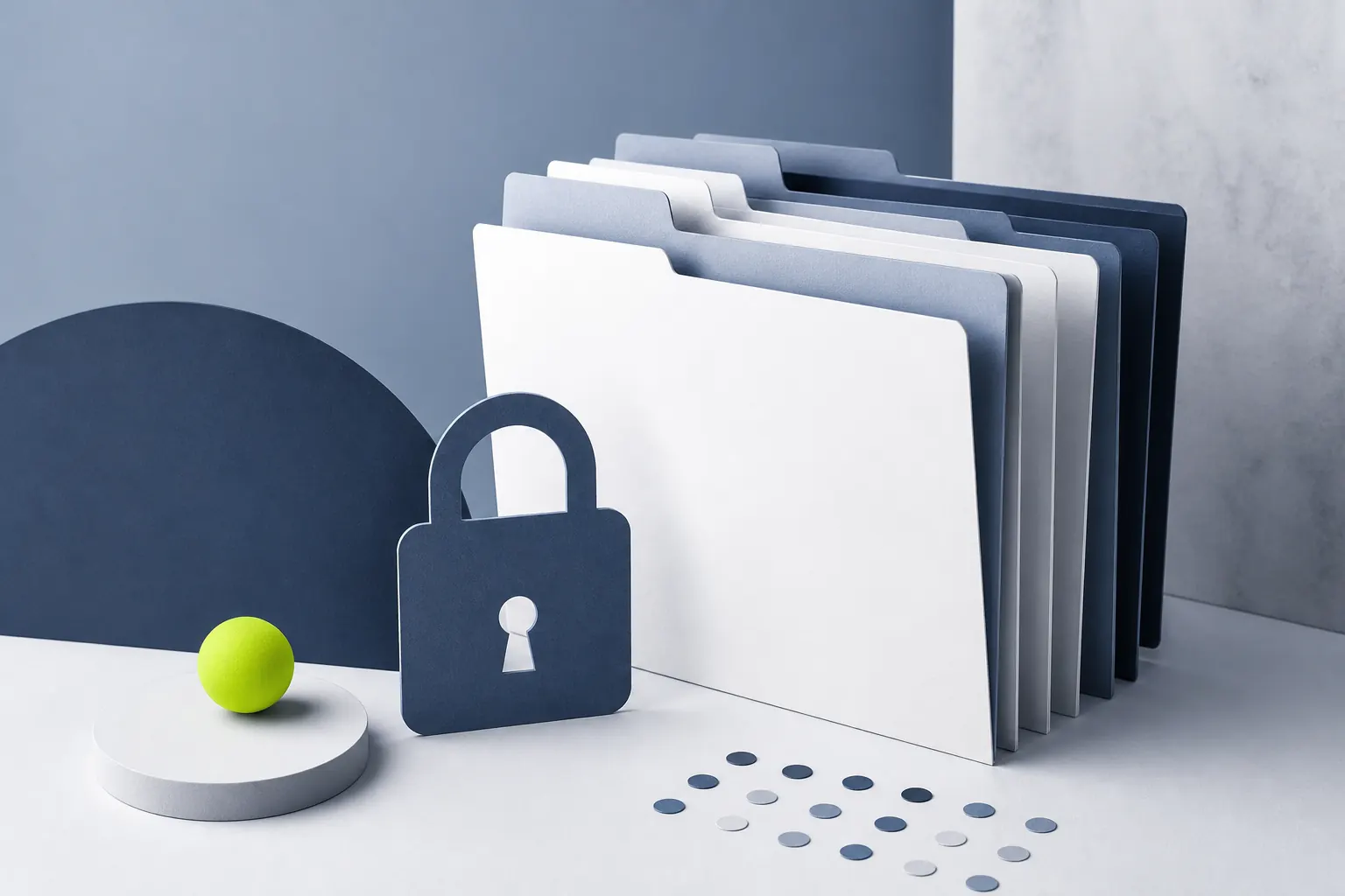 Organised document folders and a simple lock symbol